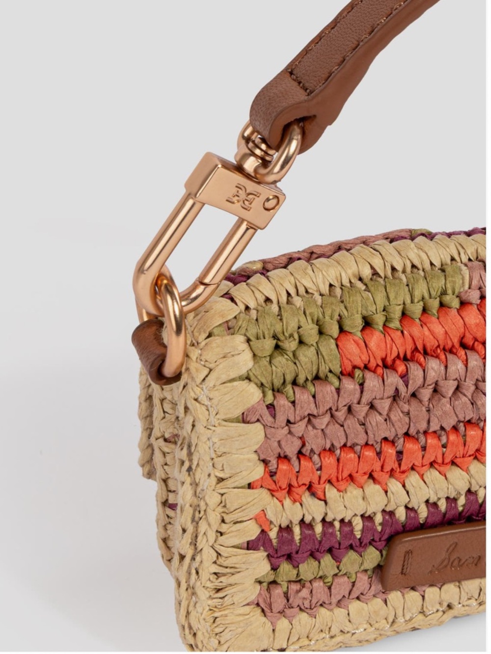 NEW Sam Edelman Mini Raffia and Leather Wallet- Terracotta - Picture 5 of 12